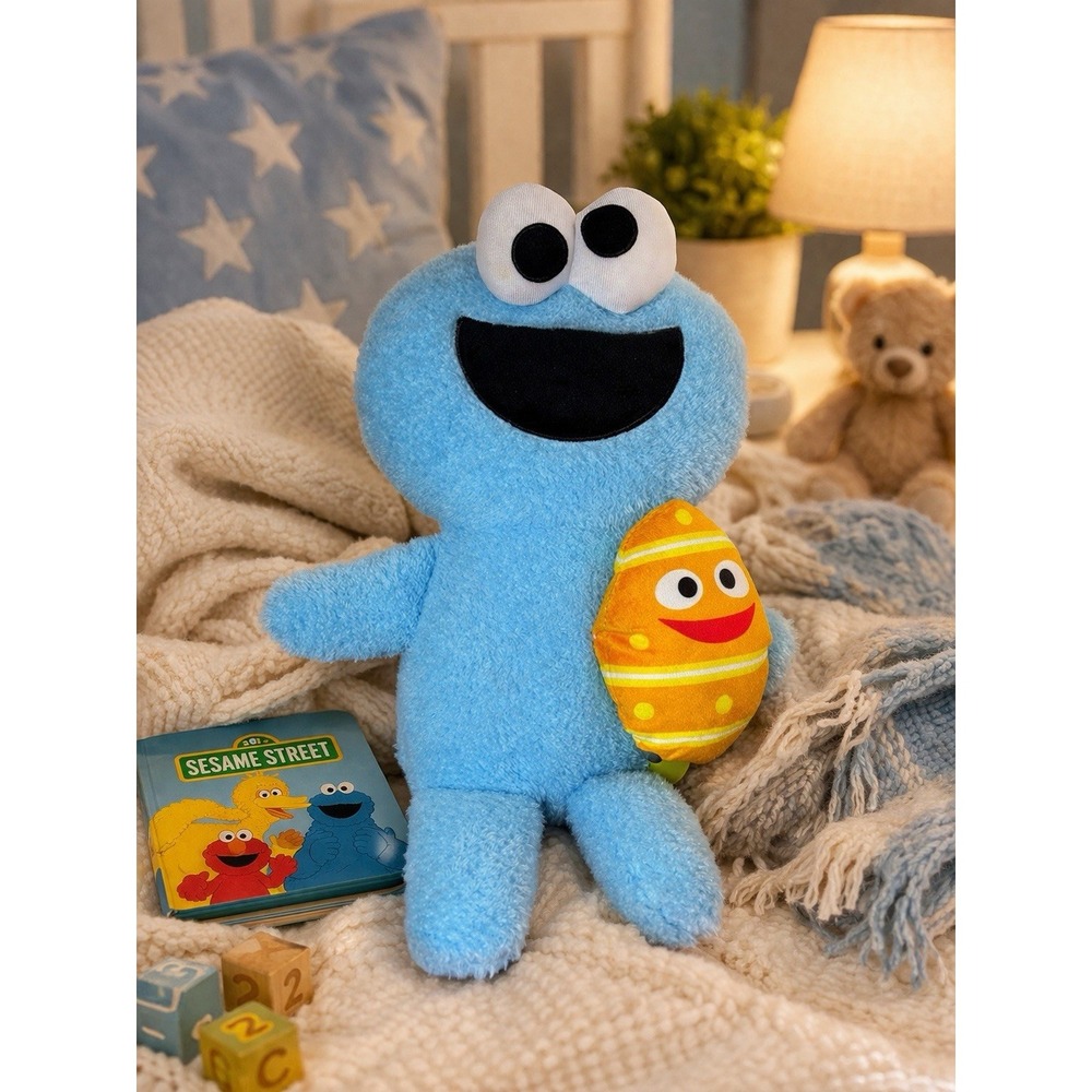 Sesame Street Cookie Monster Baby First Plush 12" Rattle Sound Toy 48082 Blue